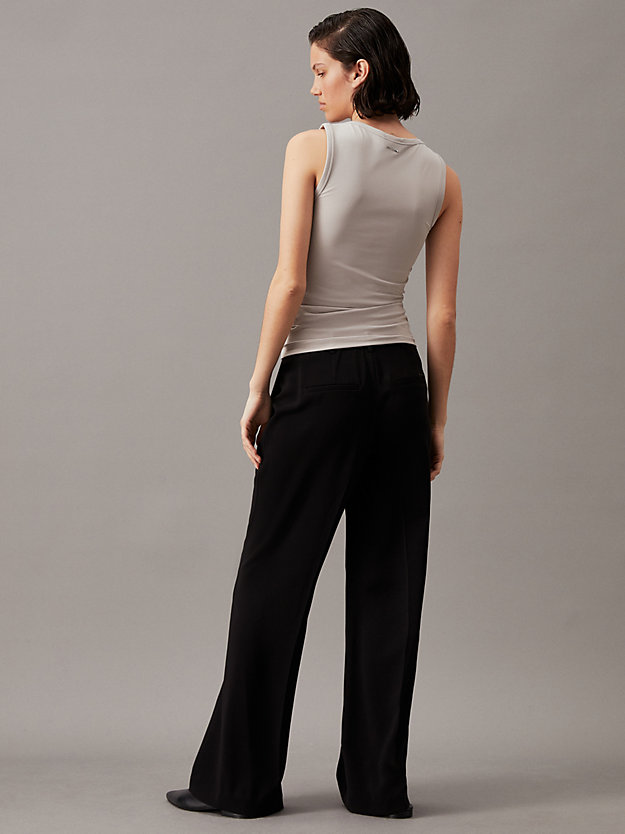Wide Leg Twill Trousers