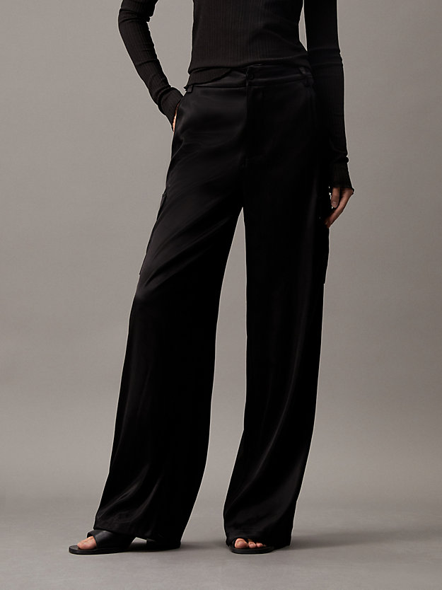 Satin Straight Cargo Pants