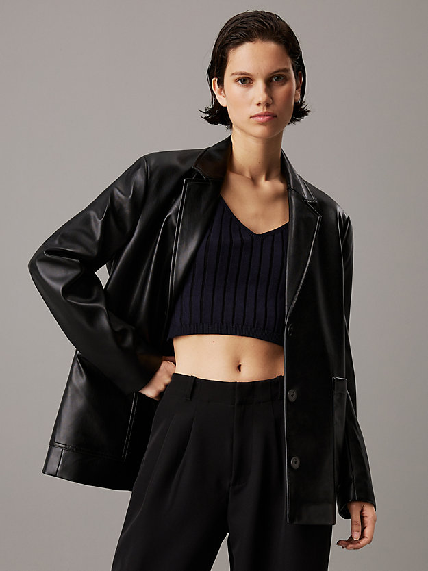 Relaxed Faux Leather Blazer
