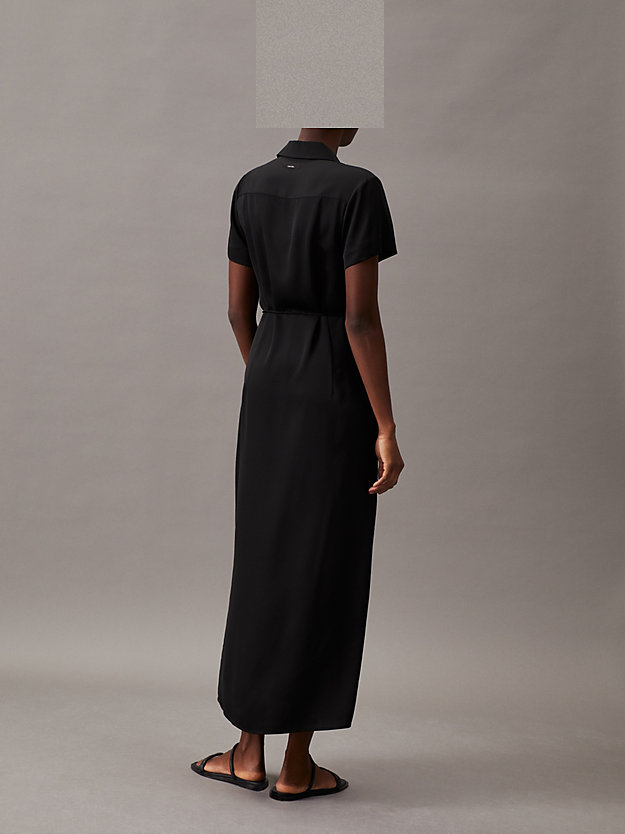 Relaxed Crepe Midi Shirt Dress