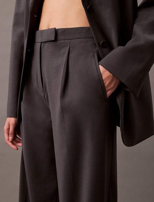 Tropical Wool Blend Pleated Pants