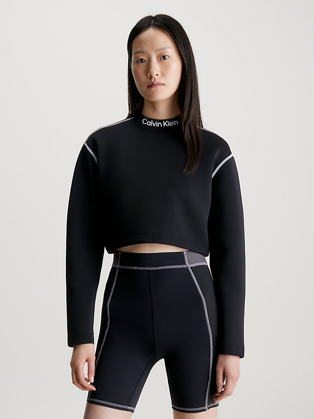 Cropped Mock Neck Logo Top