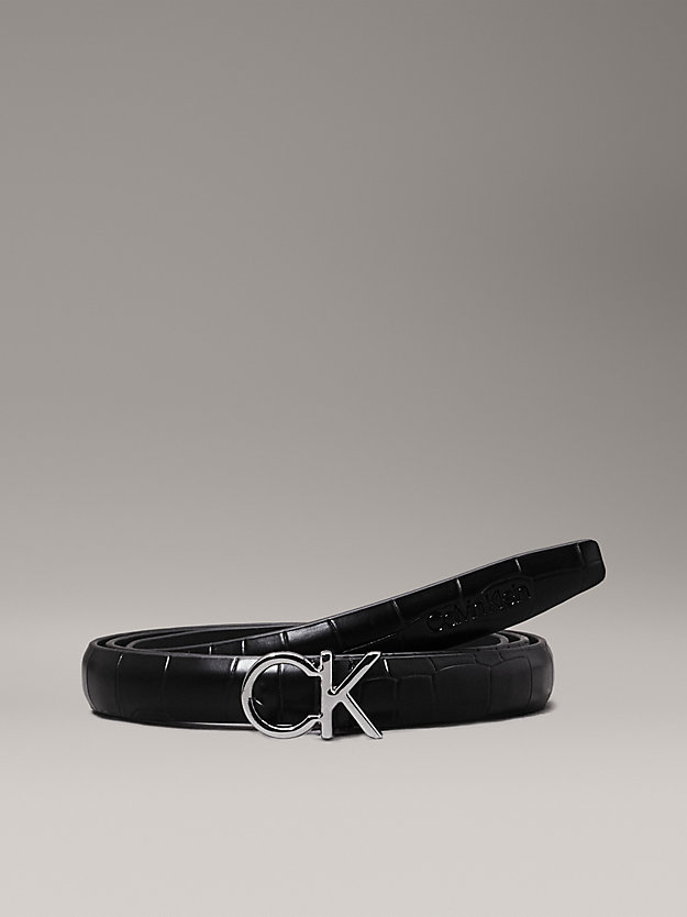 Croc Effect Skinny Belt