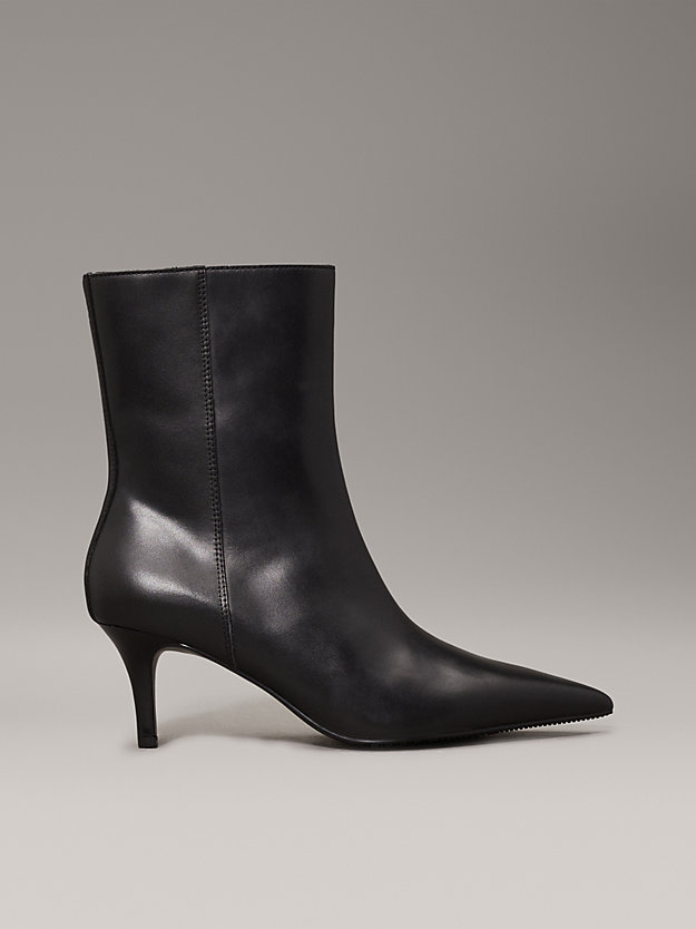 Leather Stiletto Kitten Heeled Boots