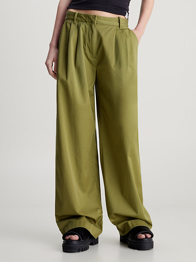 Cotton Twill Straight Trousers