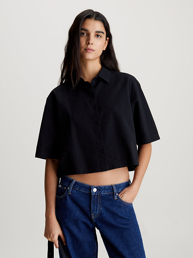 Cotton Seersucker Tie Back Shirt