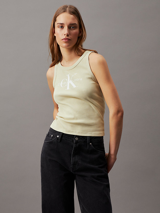 Ribbed Cotton Monogram Tank Top