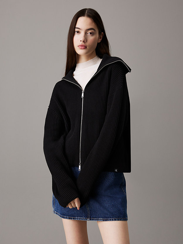 Chunky Ribbed Zip Up Cardigan