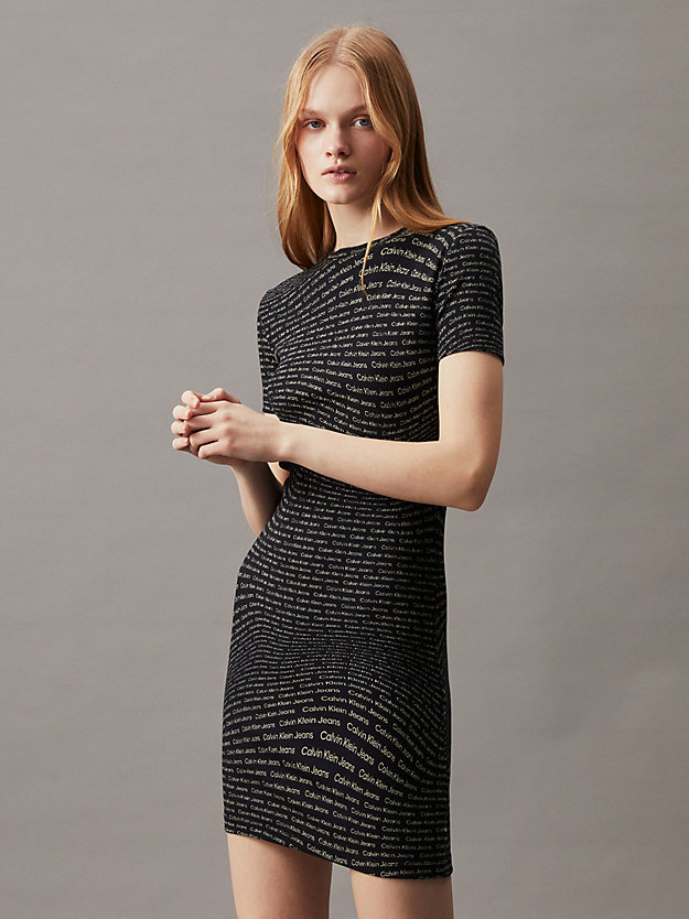 Slim Ribbed All-Over Logo Dress