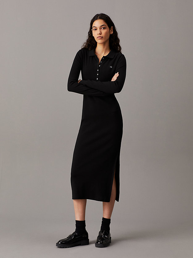 Long Ribbed Cotton Polo Dress