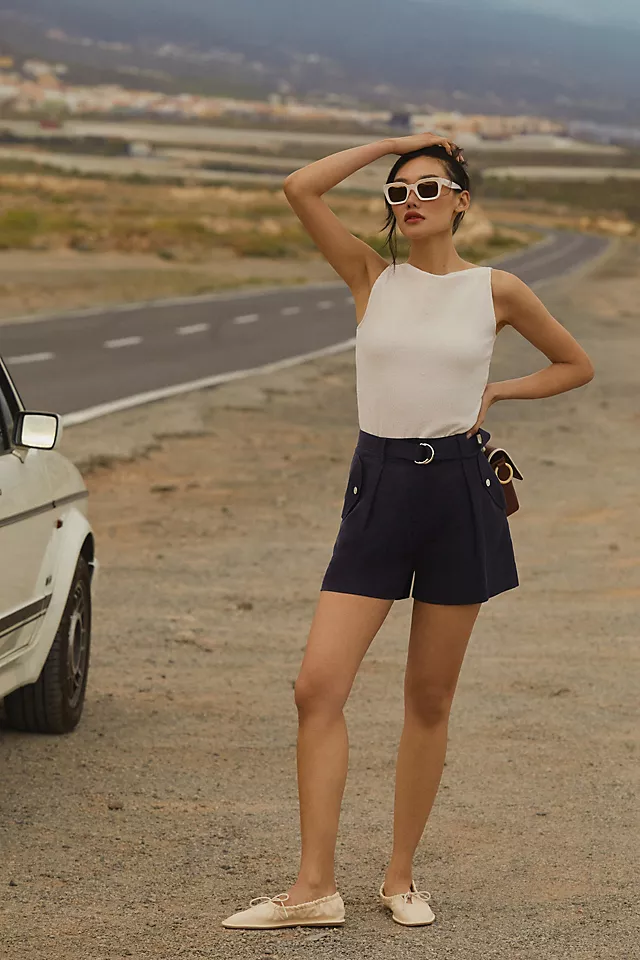 Sophie Rue Belted Shorts NAVY