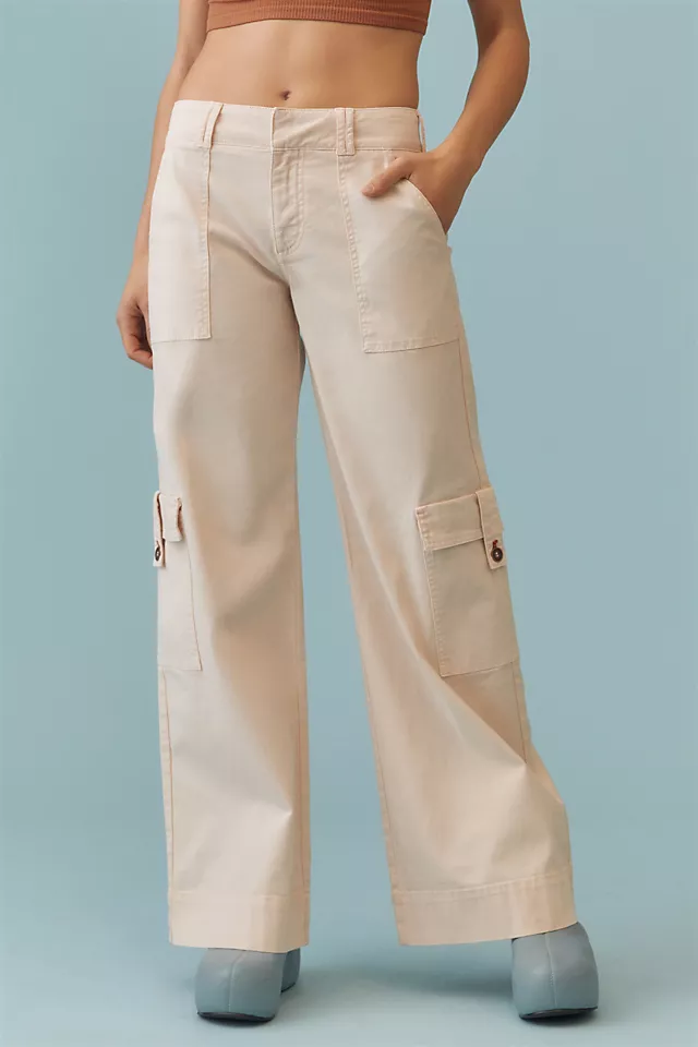 Pilcro Mid-Rise Wide-Leg Cargo Pants IVORY