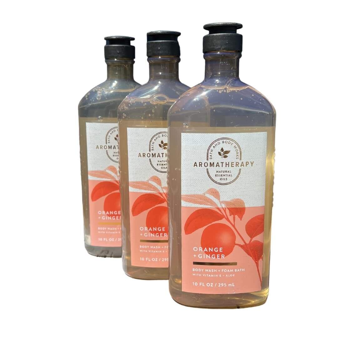Bath & Body Works Aromatherapy Energy - Orange and Ginger Body Wash & Foam Bath, 10 Fl Oz, 3-Pack