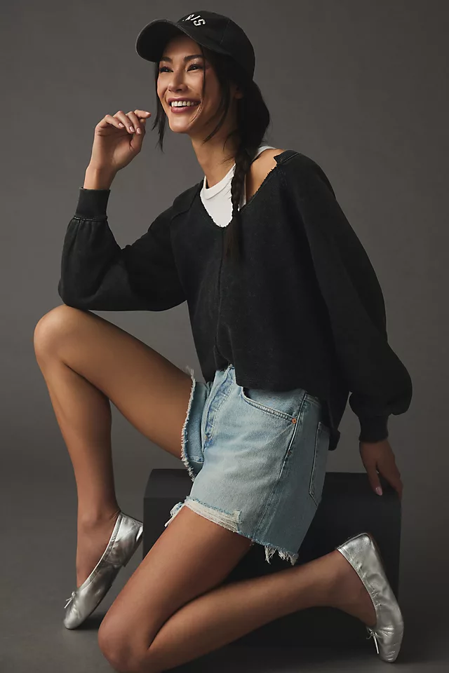 Pilcro Reworked Popover Sweatshirt BLACK