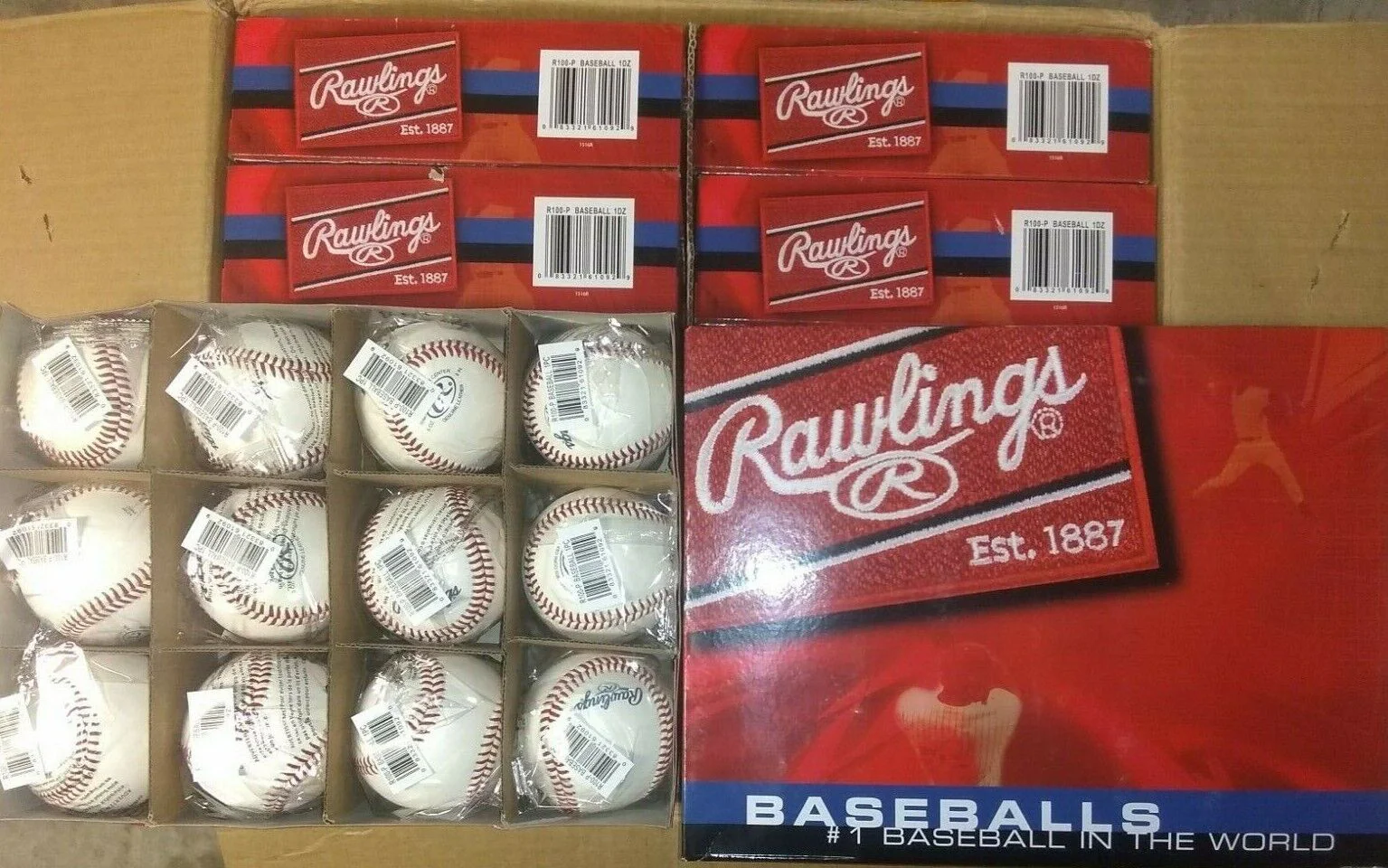 RAWLINGS R100-P PRO COMP RAISED SEAM PRACTICE BASEBALLS DOZEN