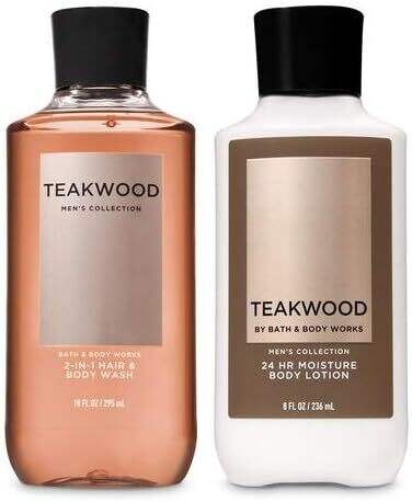 BATH AND BODY WORKS GIFT SET TEAKWOOD FOR MEN - Body Wash & Body lotion - FULL SIZE