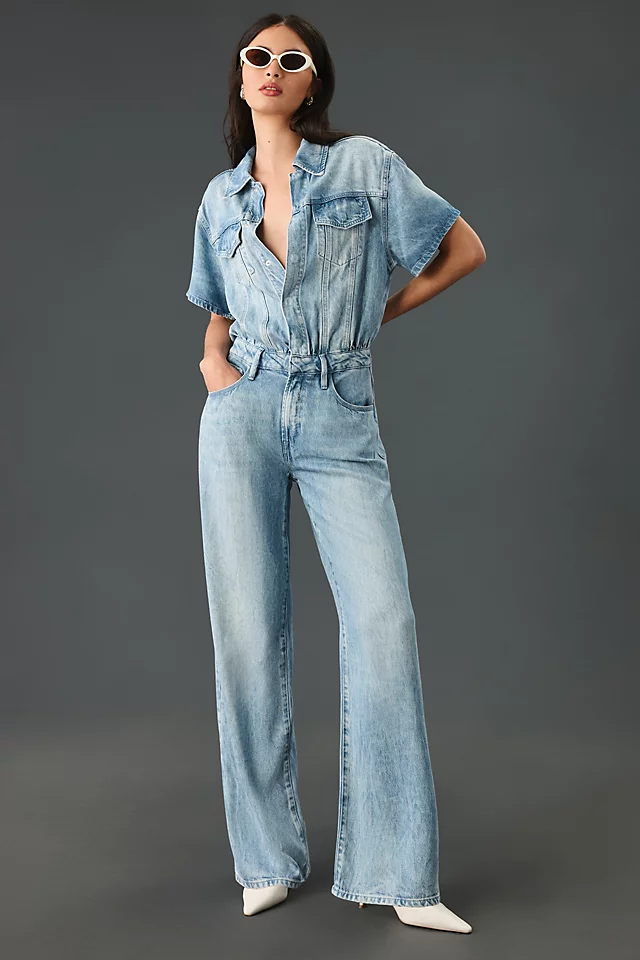 Good American Weightless Denim Jumpsuit DENIM LIGHT