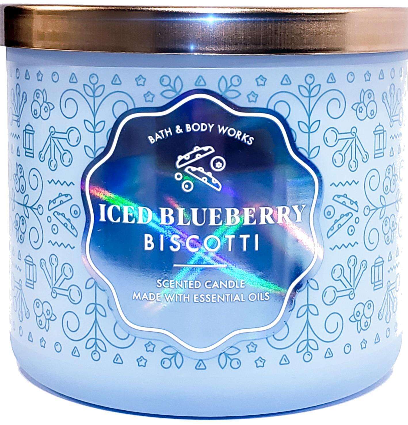 Blueberry Biscotti 3 Wick Candle Hologram Glass Style Jar