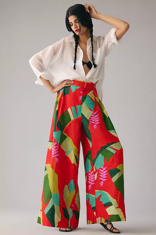 Farm Rio Heliconia Red Pants RED