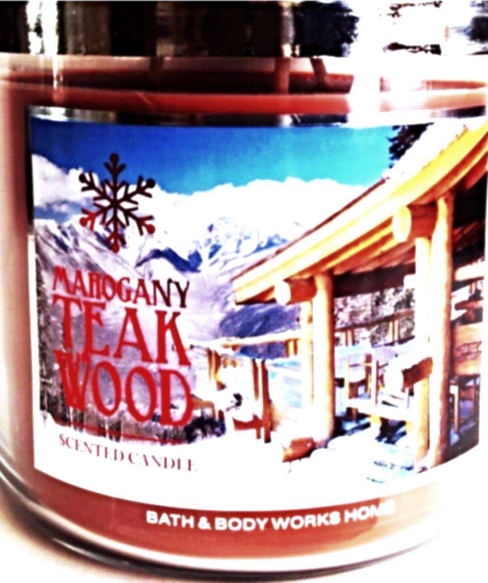 Mahogany Teakwood 3 Wick Candle 14.5 oz Snowflake Lid
