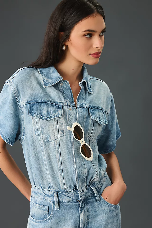 Good American Weightless Denim Jumpsuit DENIM LIGHT