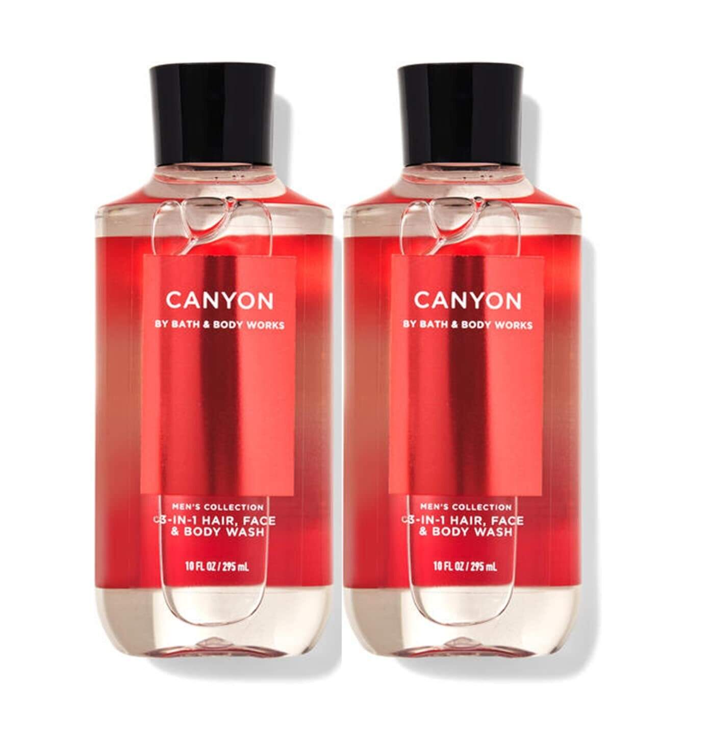 Bath & Body Works and Body Works For Men Canyon 3-in-1 Hair, Face & Body Wash - Value Pack lot of 2 - Full Size (Canyon) 10 Fl Oz (Pack of 2) 20.0 fluid_ounces