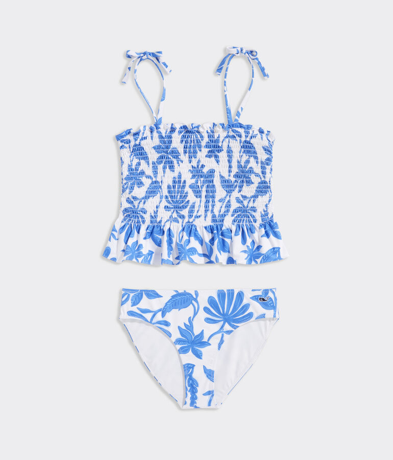Girls' Floral Smocked Tankini