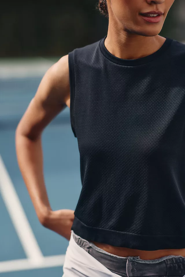 Varley Page Seamless Crop Tank BLACK
