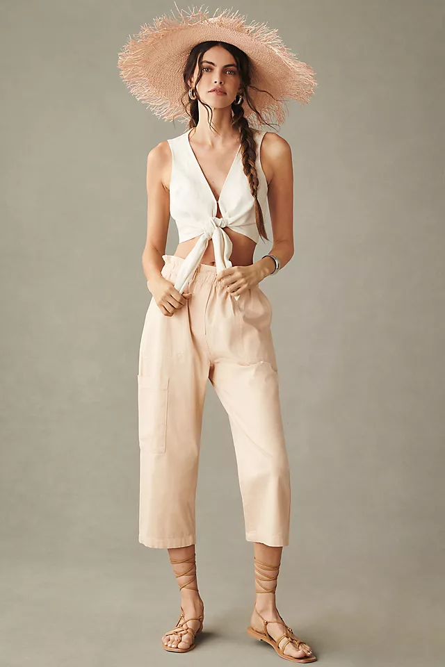 By Anthropologie Paperbag Crop Pants SAND