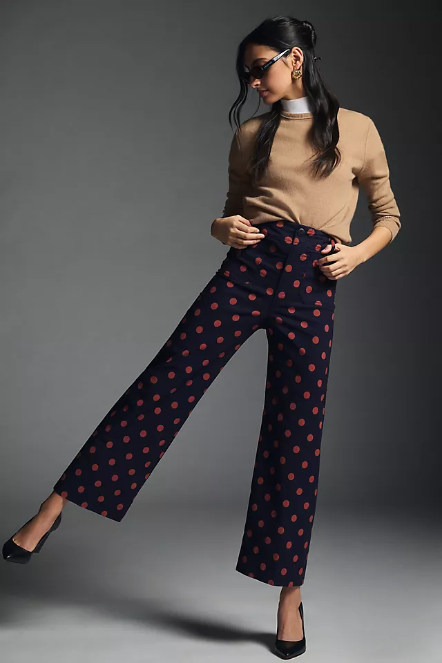 The Colette Cropped Wide-Leg Pants by Maeve NAVY