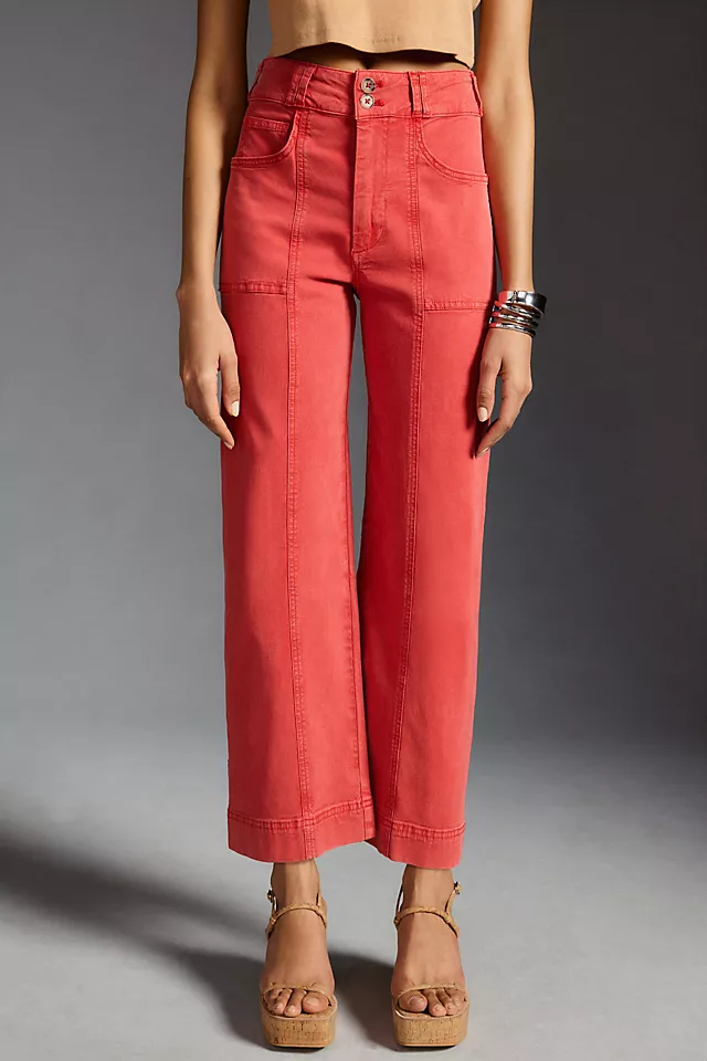 Pilcro High-Rise Seamed Pants RASPBERRY