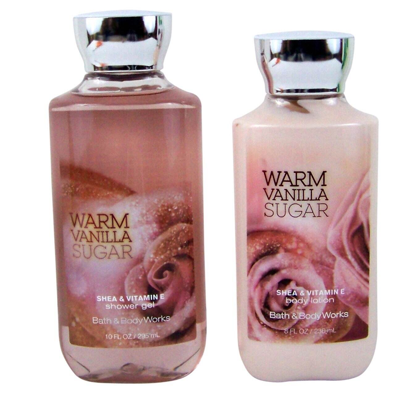 Bath & Body Works Warm Vanilla Sugar Gift Set Bundle of 2 Items: Shower Gel and Body Lotion