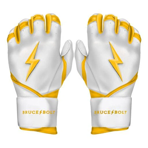 PREMIUM PRO CHROME Series Long Cuff Batting Gloves | YELLOW