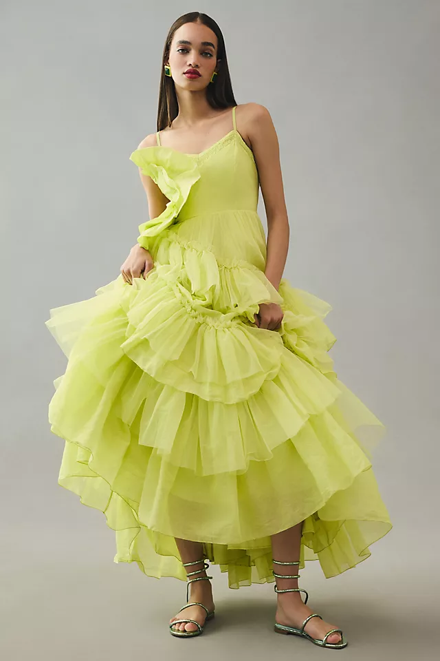 Forever That Girl Tiered Tulle Dress CANARY