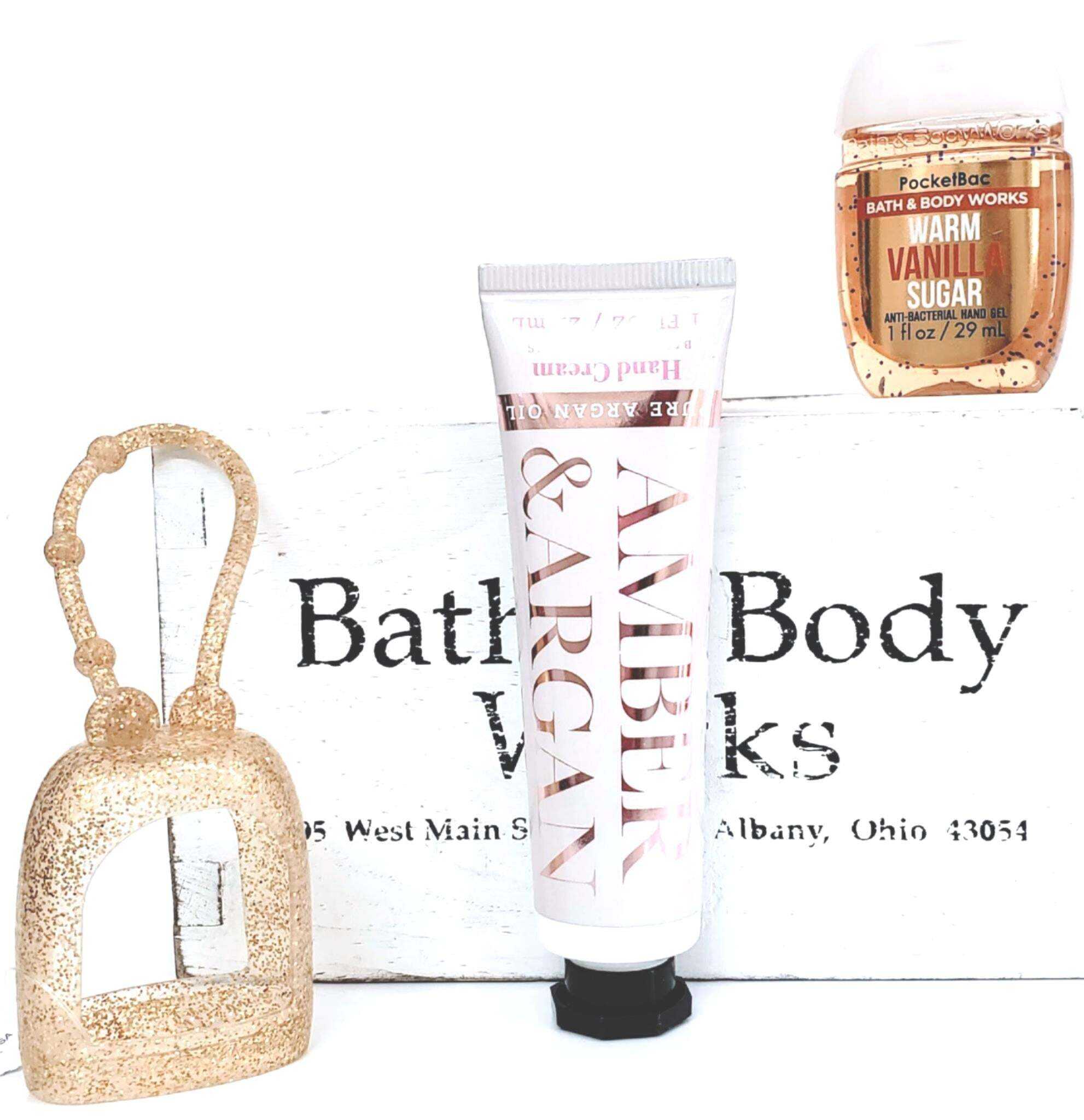Amber & Argon Hand Cream, Vanilla Sugar PocketBac, Gold Holder