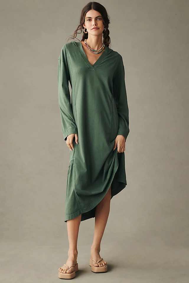 Daily Practice by Anthropologie Long-Sleeve Hooded Midi Dress DRIED ROSEMARY