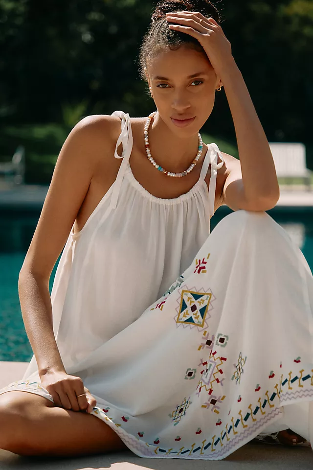 By Anthropologie Embroidered Maxi Dress IVORY