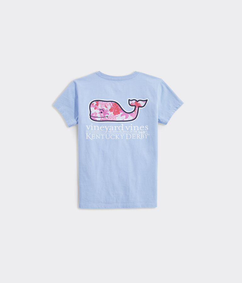Kentucky Derby Girls' Roses & Posies Whale Short-Sleeve Pocket Tee