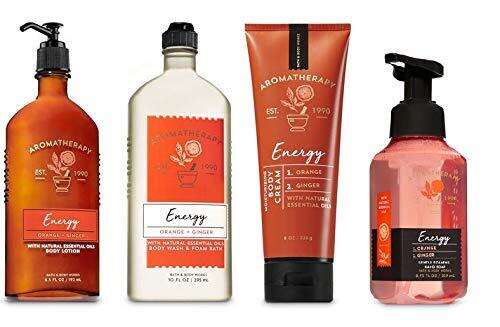 Bath and Body Works Aromatherapy ORANGE GINGER Deluxe Gift Set - Body Cream - Body Lotion - Body Wash and Gentle Foaming Hand Soap - Full Size