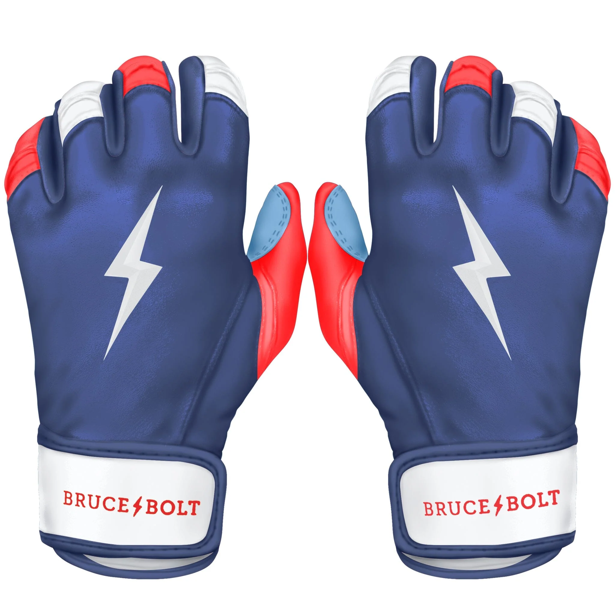 PREMIUM PRO Creator Series Short Cuff Batting Gloves | RED WHITE AND BLUE