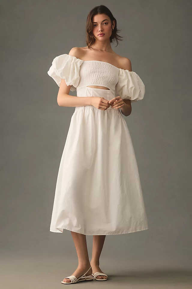 Moon River Off-The-Shoulder Cutout Maxi Dress WHITE