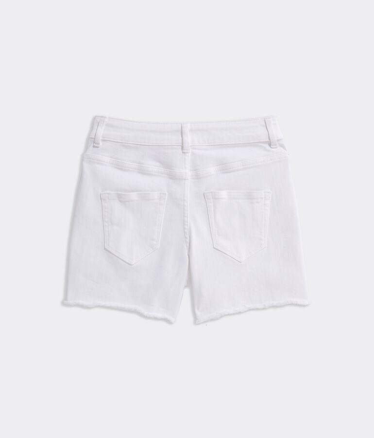 Girls' White Denim Cut-Off Shorts