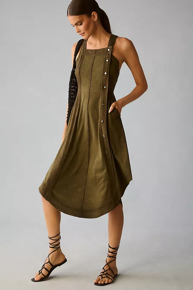 Daily Practice by Anthropologie Asymmetrical Buttondown Dress UNIFORM GREEN