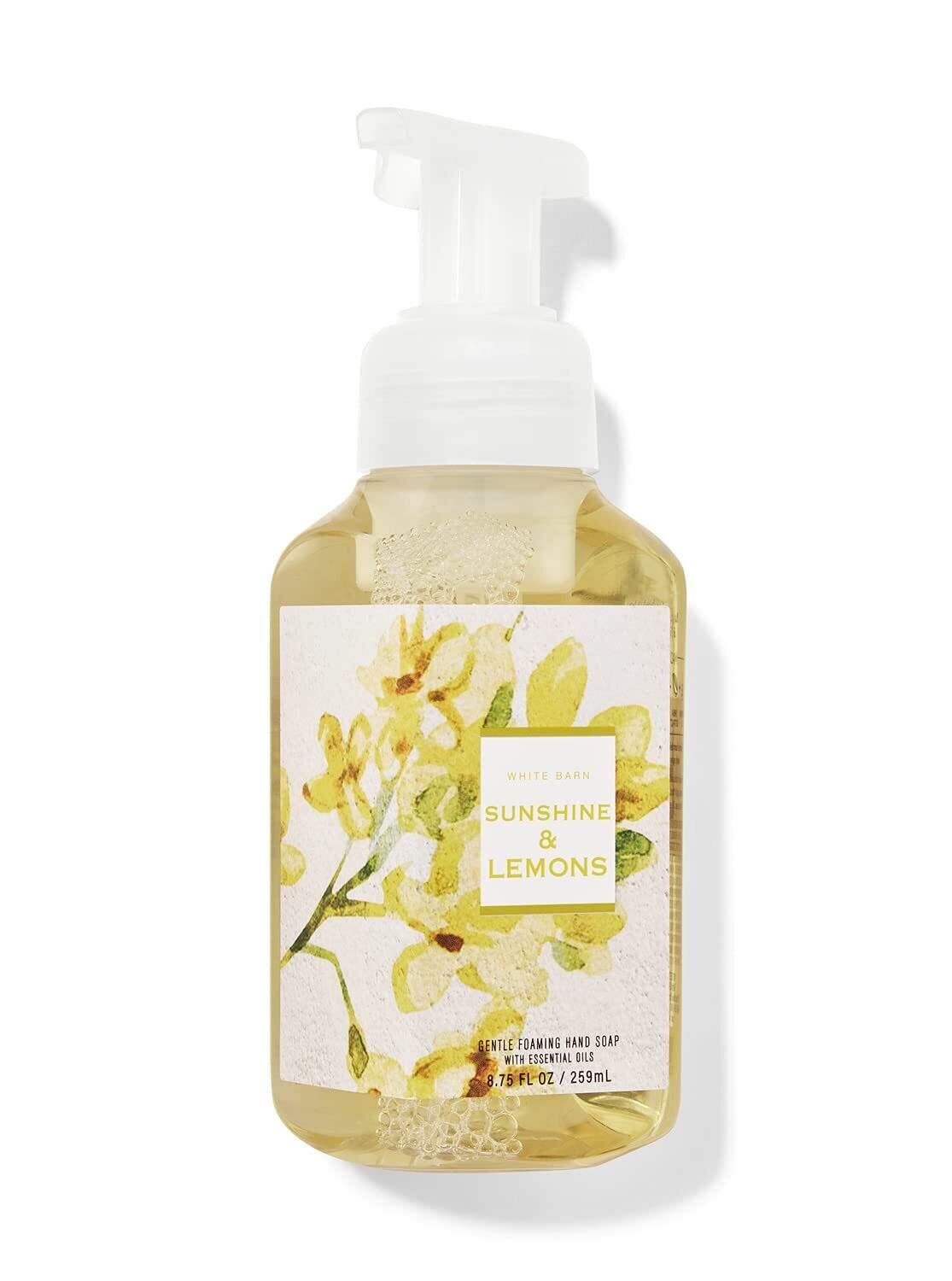 Bath and Body Works White Barn Sunshine and Lemons Gentle Foaming Hand Soap wash 8.75 Ounce Yellow Bottle