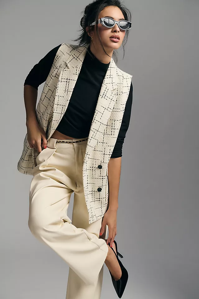 Maeve Tweed Vest BLACK & WHITE