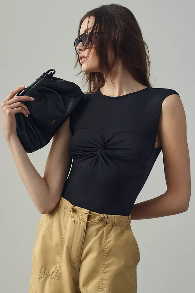 Sophie Rue Louise Twist-Front Bodysuit BLACK