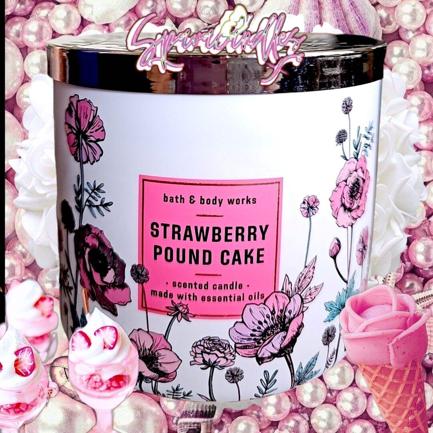 New STRAWBERRY POUND CAKE 3-Wick Candle US Seller