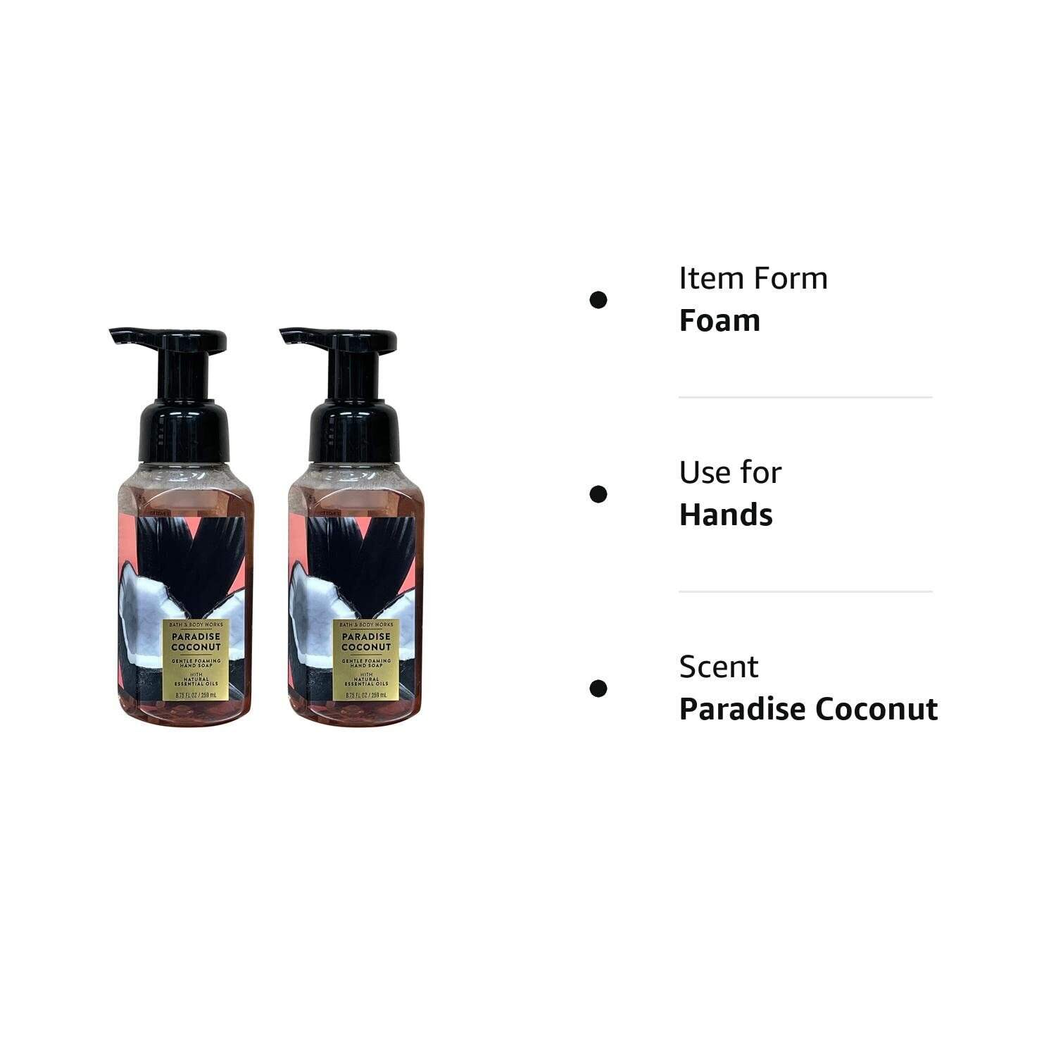 Bath & Body Works Bath and Body Works Paradise Coconut Gentle Foaming Hand Soap 8.75 Ounce 2-Pack (Paradise Coconut) 17.5 Ounce