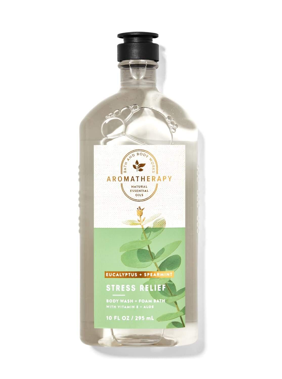 Bath and Body Works 2 Pack Aromatherapy Stress Relief Eucalyptus & Spearmint Shower Gel. 10 Oz.