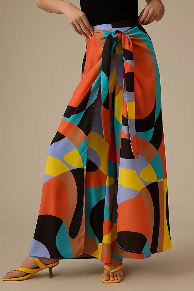 Hutch Sarong Wide-Leg Pants BLACK MOTIF